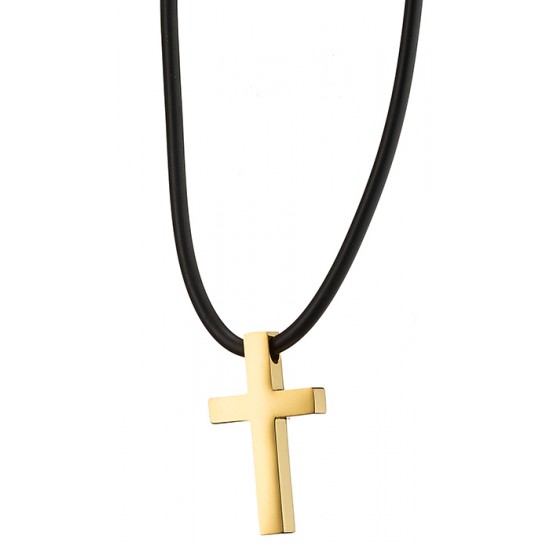 TRENTO ανδρικός ατσάλινος σταυρός σε χρυσό Ν-012080G