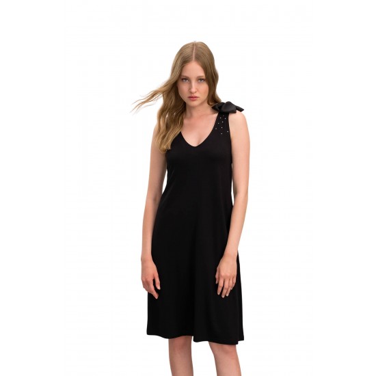 Vamp - Μονόχρωμο Αμάνικο Φόρεμα black 16519