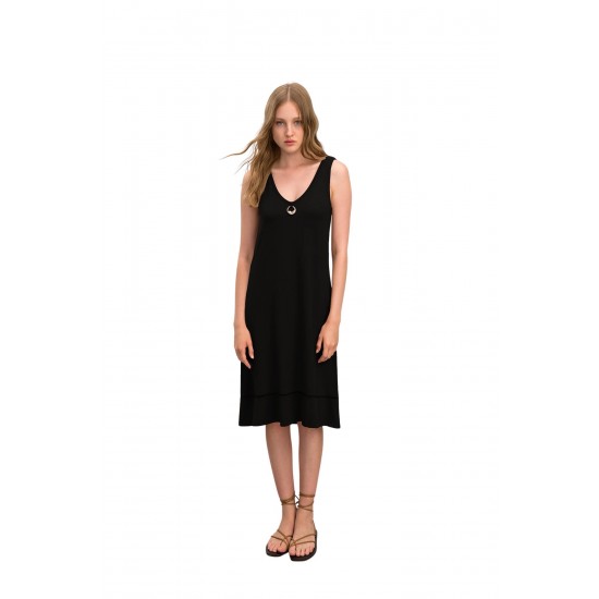 Vamp - Μονόχρωμο Αμάνικο Φόρεμα black 16525