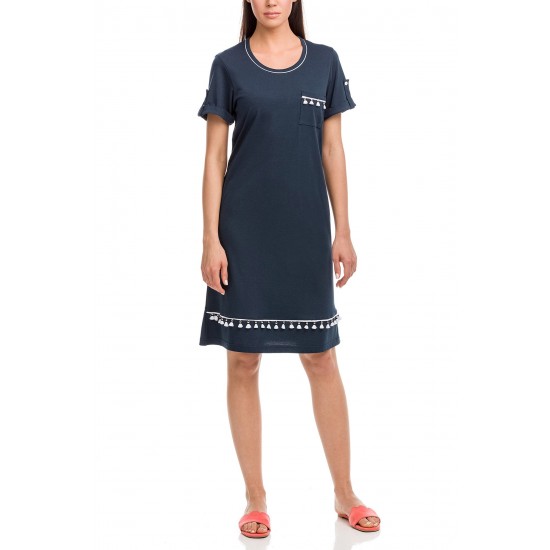 Vamp - Φόρεμα Παραλίας με Φουντάκια Plus Size blue oxford 12595