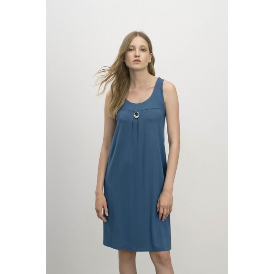 Vamp - Μονόχρωμο Αμάνικο Φόρεμα blue moroccan 16526