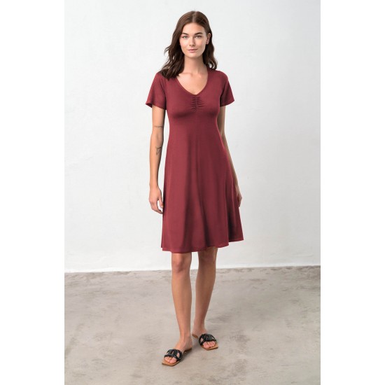 Vamp - Φόρεμα με Κοντό Μανίκι red syrah 18483
